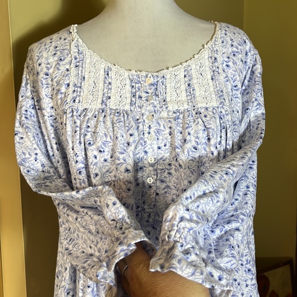 EILEEN WEST Size Large Cotton Flannel Long Nightgown Modest Soft Cozy Timeless - Picture 9 of 15